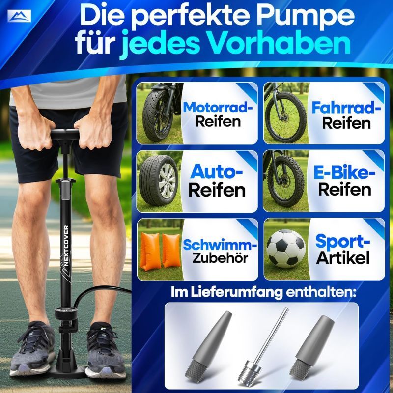 NEXTCOVER® fietspomp Alle ventielen - Airflow-technologie - Pomp voor autoventiel - manometer - Luchtpomp fiets