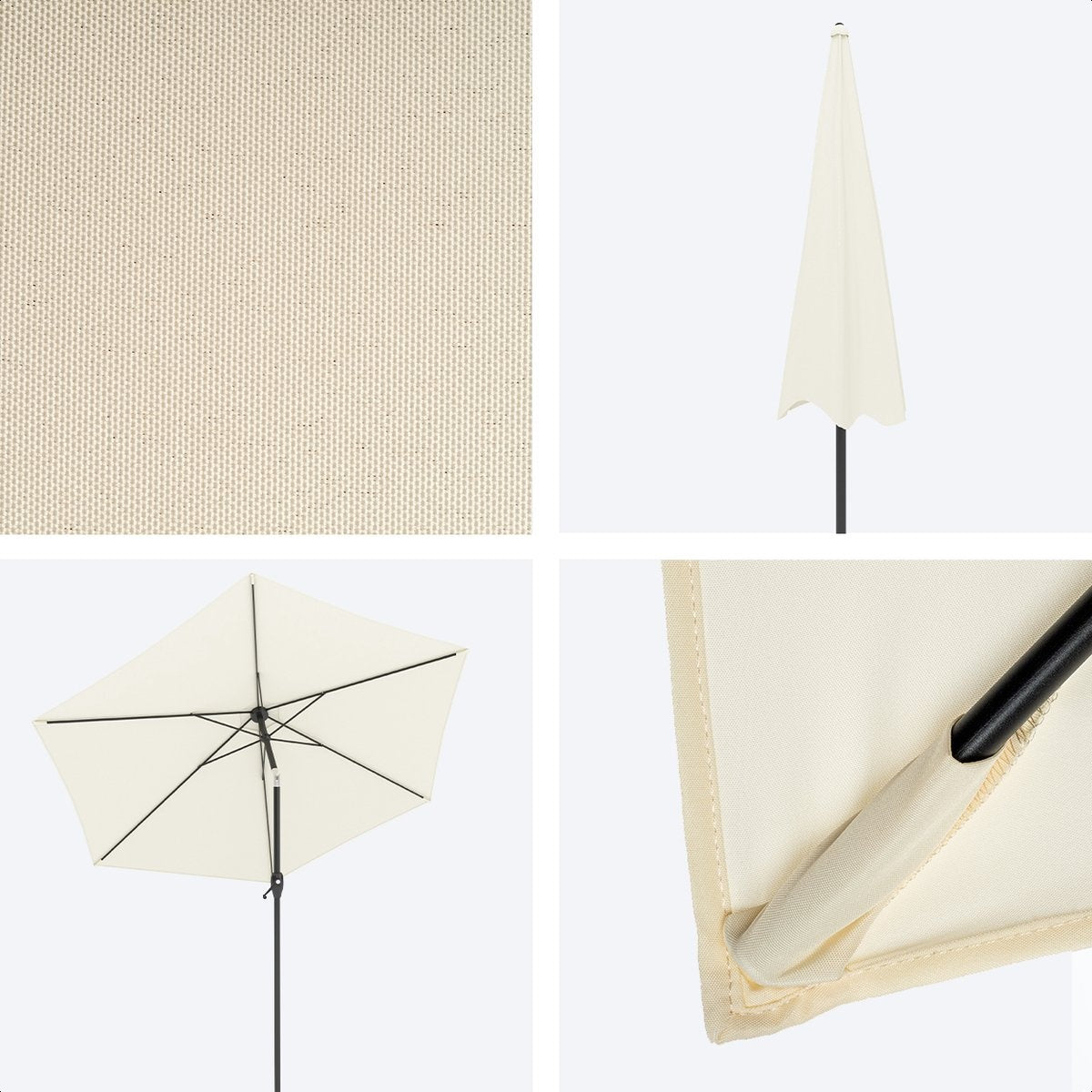 LifeGoods Parasol - Ø270 cm - 30° Kantelbaar - Waterdicht - met Hoes - Crème
