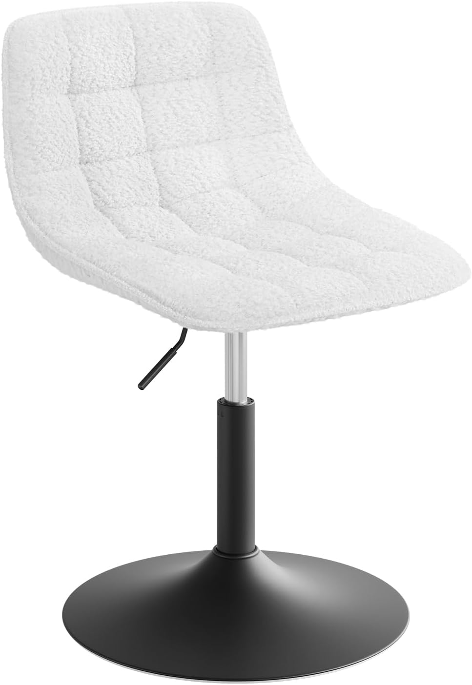 Woltu Verstelbare Chenille Kaptafelstoel met Rugleuning - Draaibaar - Wit - 42,5 x 35 x 72 cm