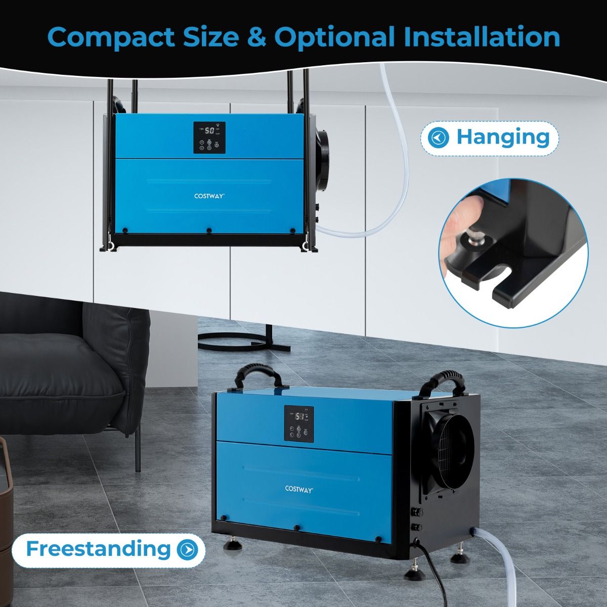 Coast Professionele Luchtontvochtiger - 73,5 L per dag - 3 standen - Blauw/Wit
