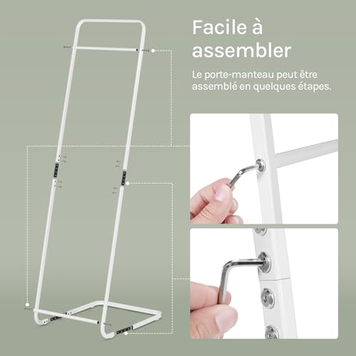 Woltu Kledingrek met Metalen Frame Wit 40 x 40 x 140 cm