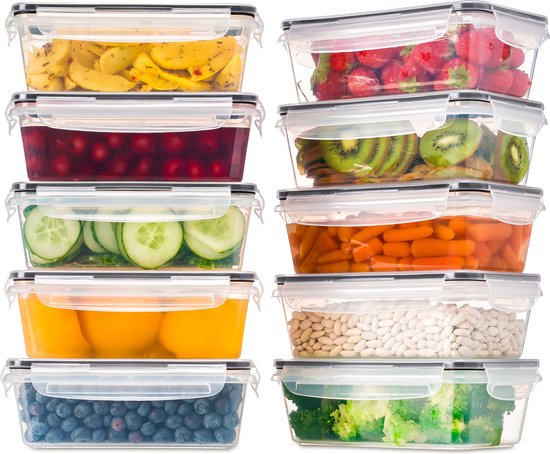Stosh Vershoudbakjes - Meal Prep Bakjes - Diepvriesbakjes - 10 Stuks - 1L - Plastic - BPA vrij