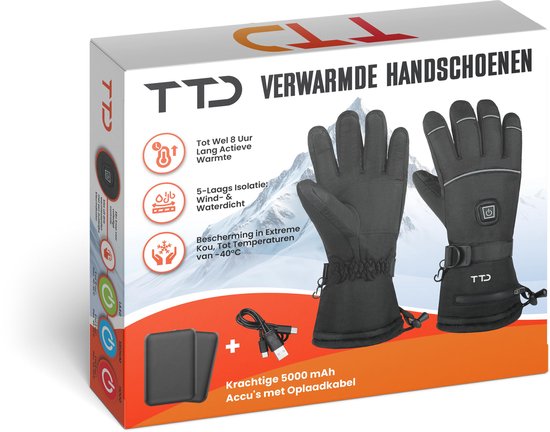 TTD® Verwarmde Handschoenen XL - Verwarmde Wanten Oplaadbaar