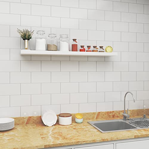Woltu Volato Zwevende Wandplank Hoogglans Wit - Hout - 110 x 23 x 3,8 cm