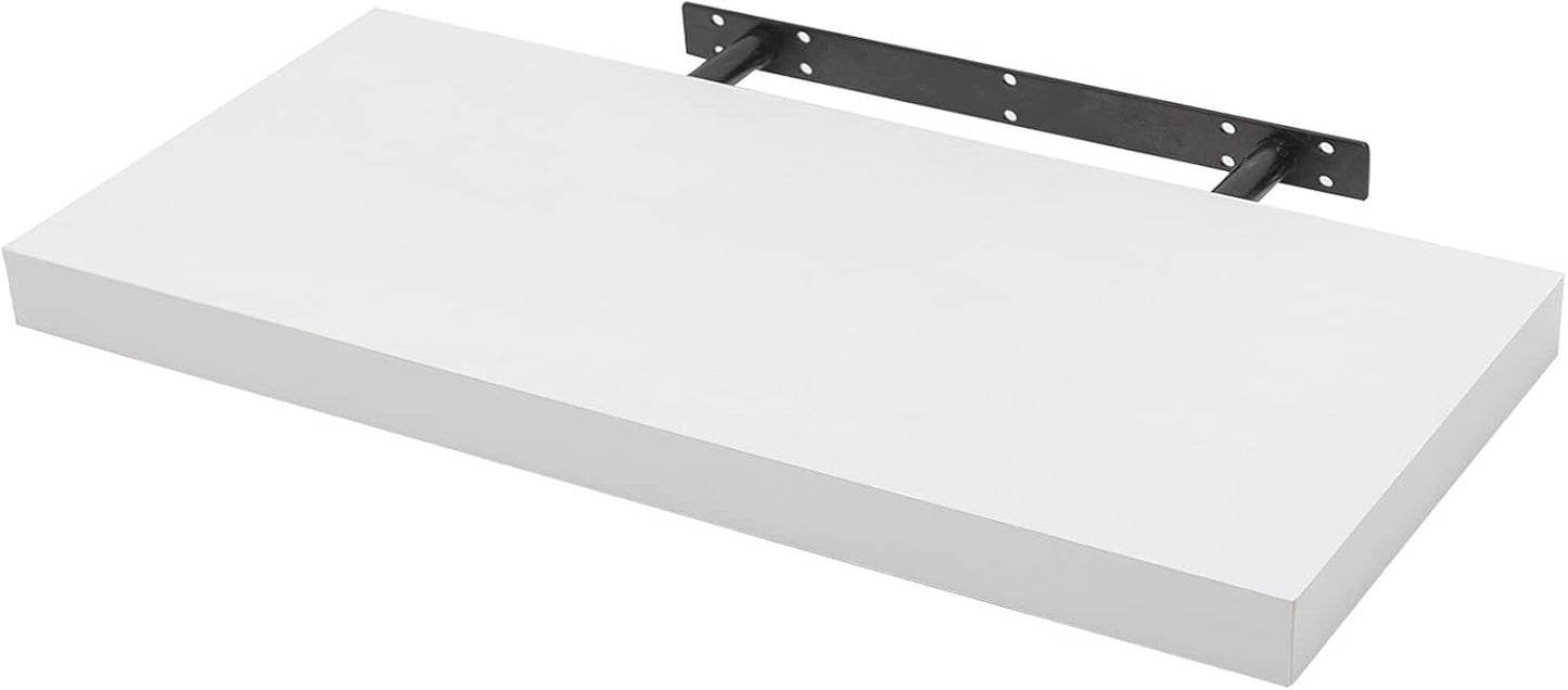 Woltu Zwevende Wandplank MDF Wit - 70 x 22,9 x 3,8 cm - Moderne Hangplank voor Woonkamer, Slaapkamer en Keuken