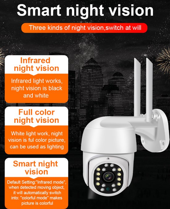 Fuegobird  Y17  Smart Waterdichtheid IP66 IP camera - buiten - draai- en kantelbaar - Ondersteuning 2.4G/5G WIFI - 3MP - PTZ IP Camera