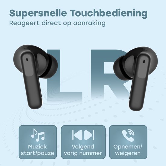 Audyn Oortjes Draadloos - Draadloze Oordopjes - Noise Cancelling ANC+ENC - Bluetooth - In-ear - Zwart - FlowTune Pro
