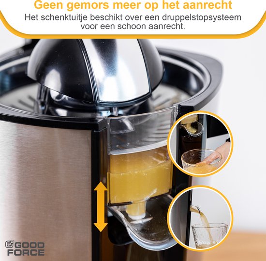GoodForce Citruspers - Elektrische Sinaasappelpers - Fruitpers - Citroenpers - Rvs - Pershendel