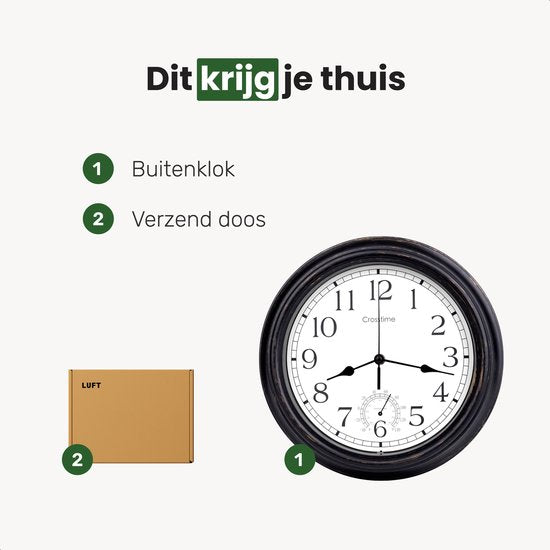 Lucht Buitenklok - Waterdicht - Tuinklok - Retro klok - Stationsklok dubbelzijdig - Wandklok