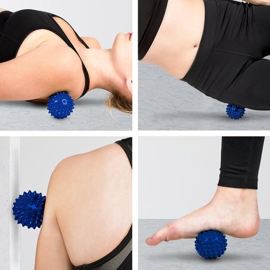 LifeGoods Acupressuur Mat met Kussen - Shakti mat - Spijkermat Incl. 2x Triggerpoint Bal - 60x40x2cm - Zwart/Blauw