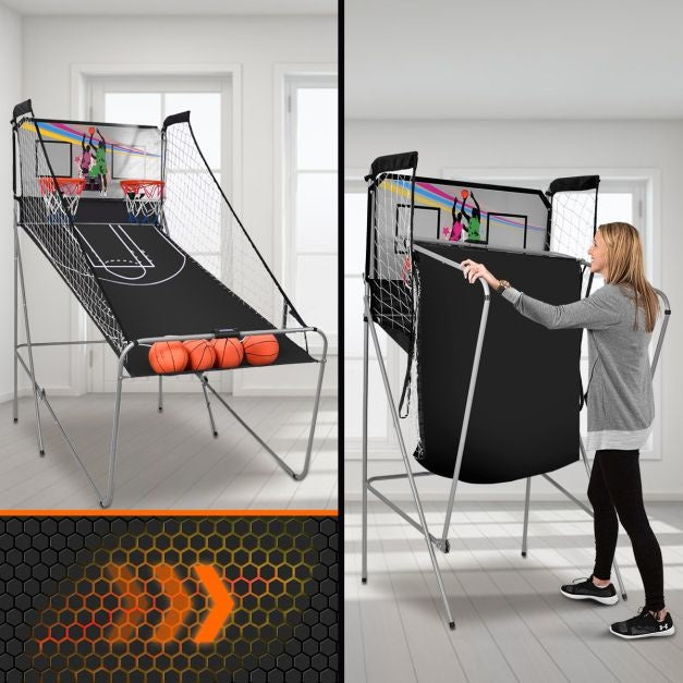 Coast Binnen Elektronische Basketbal Spel - Basketbalgooi Machine - Elektronische Automatische Score- Incl 4 Ballen - Zwart