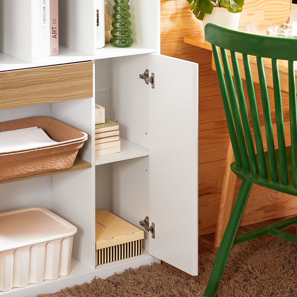 SoBuy STR11-WN compacte witte boekenkast met lade en opbergruimte, 72 x 30 x 110 cm