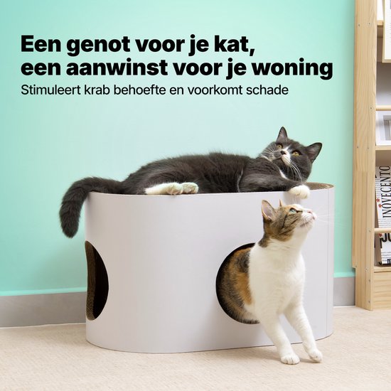 Jake and Jacky Krabkarton voor Katten - Kattenhuis Karton - Krabpaal Karton - Krabmand - Krabplank - Krabmeubel - Kartonnen Krabmat - Kattenmand - Kattenbed - 60x34x34cm