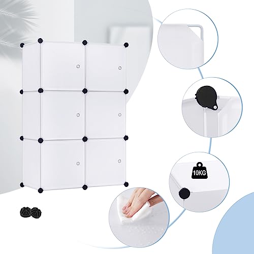 Woltu Modulaire Opbergkast met Deur - Wit - 96 x 30 x 96 cm - 6 Compartimenten