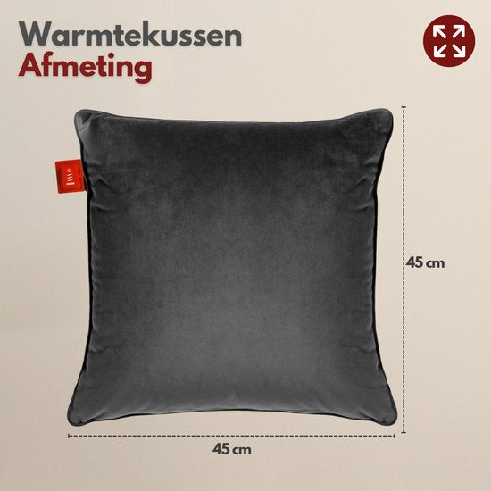 Coozie Oplaadbaar Warmtekussen – Draadloos & Bedraad – 45–65°C – Velvet – 45 x 45 cm – Antracietgrijs – Elektrisch Kussen – Incl. Powerbank – Tot 8 uur warmte