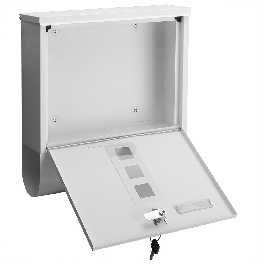 Monzana Design Brievenbus RVS – Krantenvak & 2 Sleutels - Wit