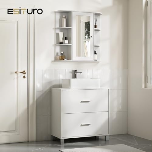 eSituro Badkamerkast met Spiegel Wit LHT 60 x 58 x 16 cm
