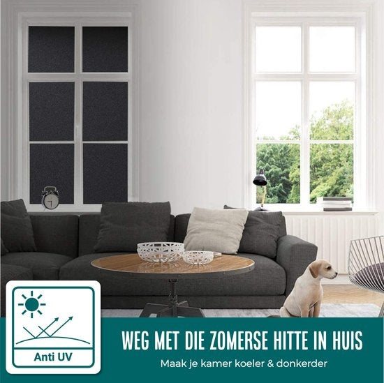 Homewell Verduisteringsdoek 45x200cm - Raamfolie Verduisterend - Blackout - Anti Inkijk, Isolerend en Zonwerend - Herbruikbaar - Statisch – Zwart