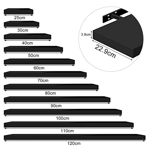 Woltu Wandplank - Zwevend - Hoogglans Zwart - 120 cm - Extra Sterk