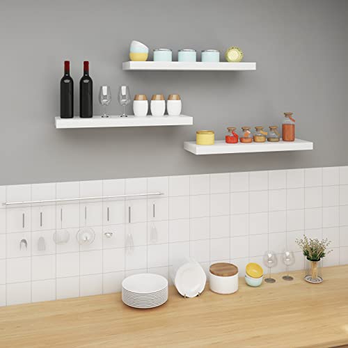 Woltu Zwevende Wandplank Hoogglans Wit 90x22,9x3,8 cm