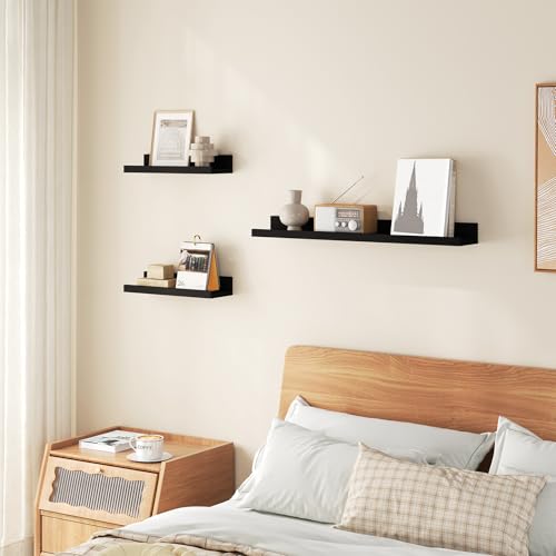 Woltu Wandplank Set 3-delig Zwart - 2x 30x5x10 cm & 1x 60x5x10 cm