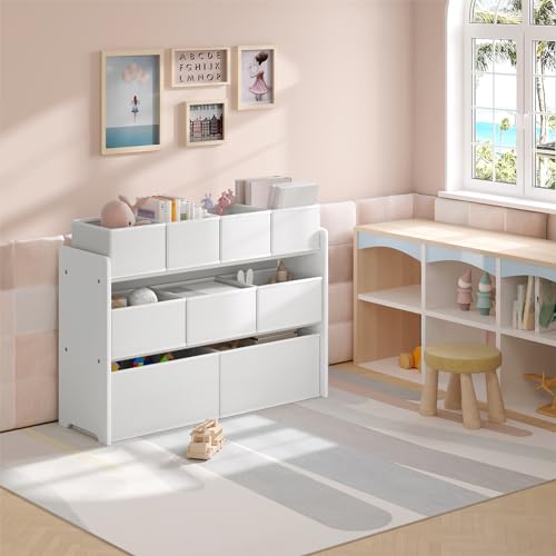 Lestarain Kinderplank met 9 Opbergdozen Wit 92 x 60 x 30 cm