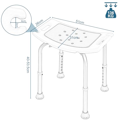 Eugad Douchezitje Verstelbaar - Ergonomisch, Antislip, Aluminium - Zilver