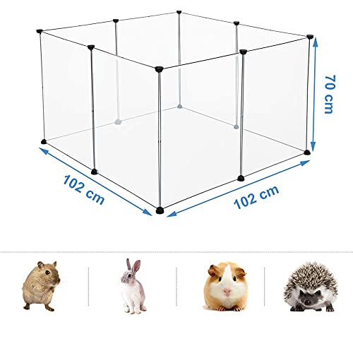 Eugad Looprooster voor Kleine Huisdieren - PP Plastic en Stalen Gaas - 102 x 70 cm - Zwart