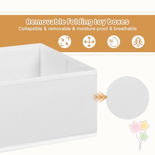 Lestarain Kinderplank met 9 Opbergdozen - Speelgoedkast voor Kinderkamer - Wit - 63 x 60 x 30 cm