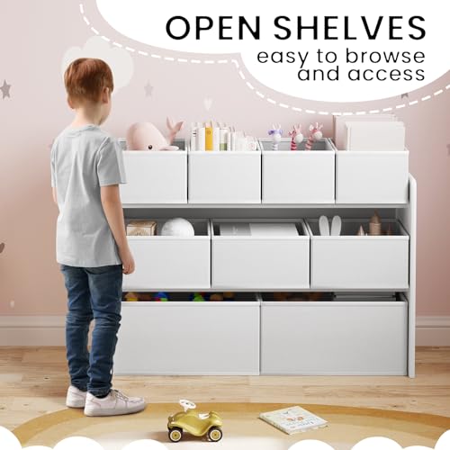 Lestarain Kinderplank met 9 Opbergdozen Wit 92 x 60 x 30 cm