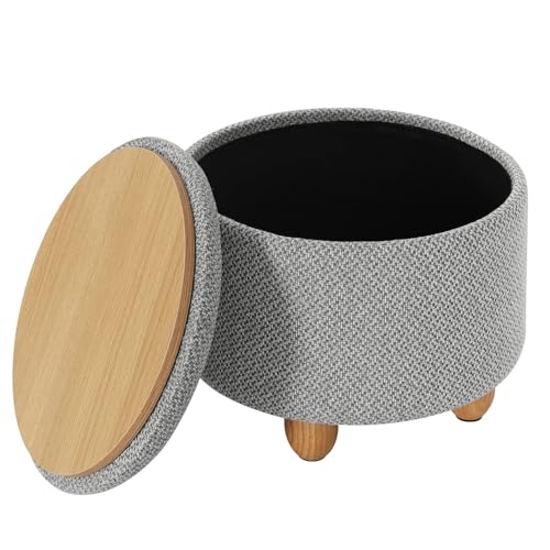 Woltu Opbergkruk Rond met Deksel Lichtgrijs 39x33 cm