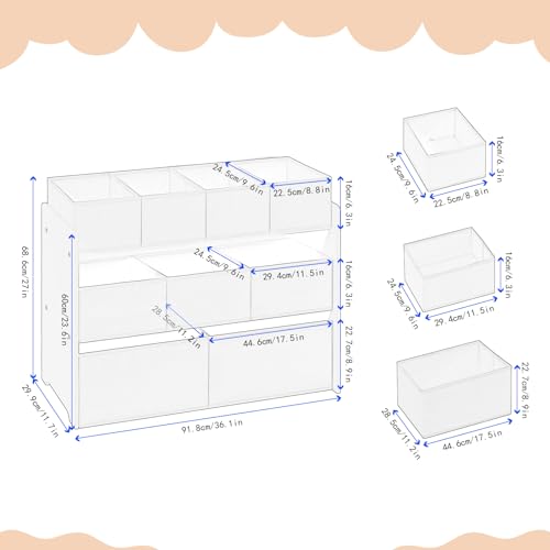 Lestarain Kinderplank met 9 Opbergdozen Wit 92 x 60 x 30 cm