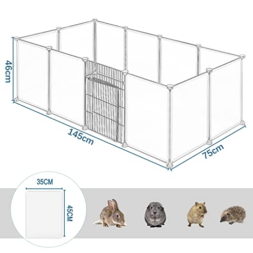 Eugad Speelren Voor Kleine Huisdieren Transparant - Metaal - 145x75x46 cm - 12 Panelen 35x45 cm