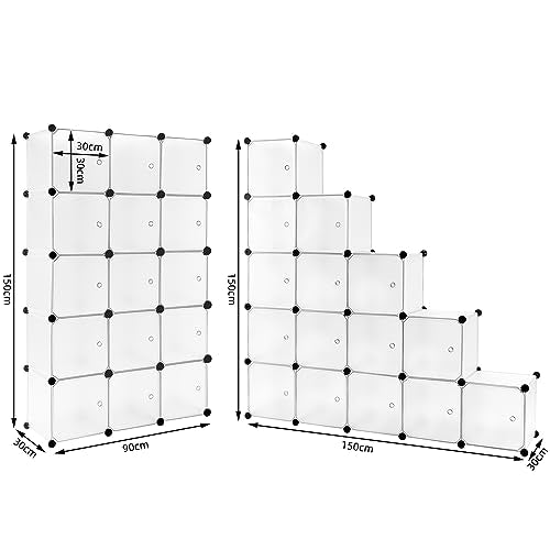 Woltu Opbergsysteem 15 Vakken - Modulair PP Paneel - Wit - 30x30x30 cm per vak