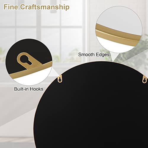 Woltu Ronde Wandspiegel met Gouden Frame 40 cm - Modern en Decoratief voor Badkamer, Slaapkamer en Hal