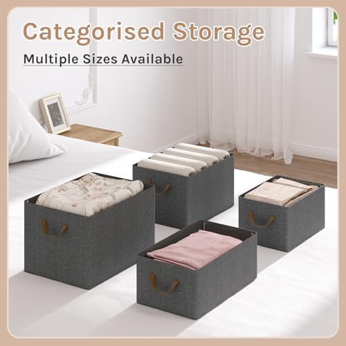 Woltu Opvouwbare Opbergdozen Set van 3 - Grijs - 47 x 28 x 20 cm