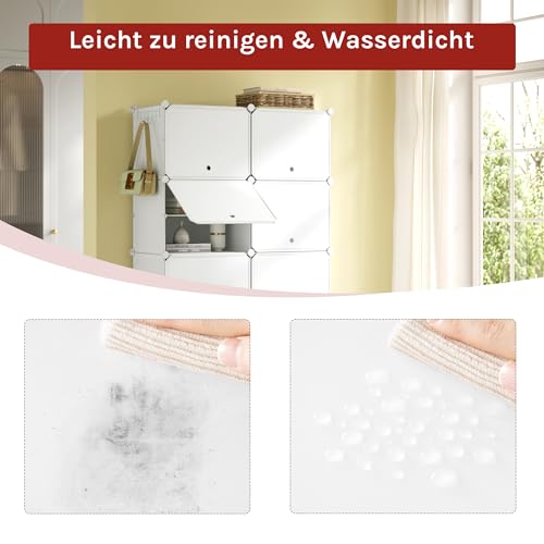 Woltu Schoenenrek met 10 Vakken Wit - Schoenenkast voor 40 Paar Schoenen met Deurtjes