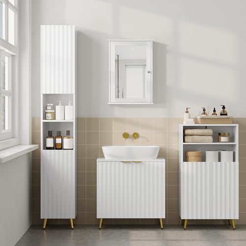 eSituro Badkamerkast Vloermodel Wit 50 x 30 x 93 cm met Verstelbare Planken