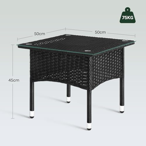 Woltu Tuin Tafel Rattan Look Zwart 50 x 50 x 45,5 cm