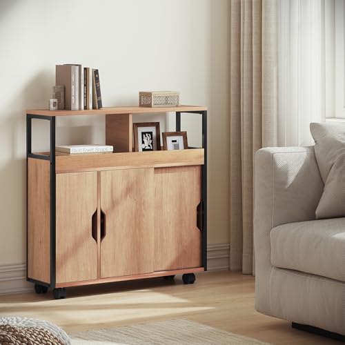 Eugad Smal Badkamerkast met 2 Open Vakken en Verstelbare Plank Licht Zwart Eiken 70 x 71,5 x 20 cm