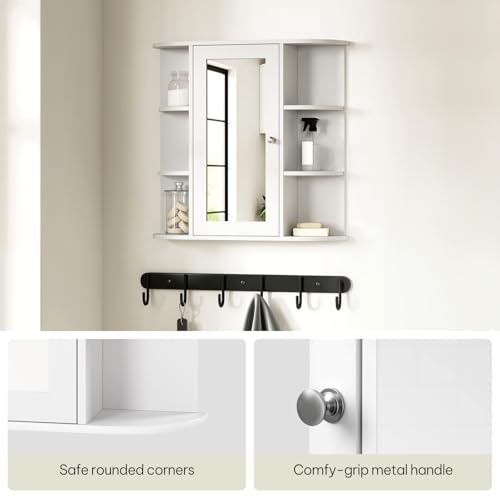 eSituro Badkamerkast met Spiegel Wit LHT 60 x 58 x 16 cm