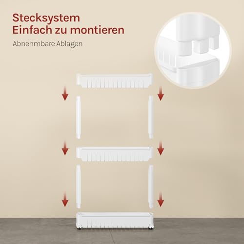 Woltu Keukenkast Uitschuifbare Planken met Wielen Wit 3 Stuks