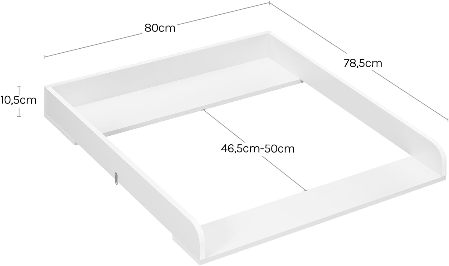 Woltu Aankleedplank Wit – 80 x 78,5 cm – Afneembaar Verschoonblad voor Commode (46,5–50 cm Diepte)