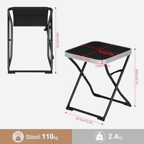eSituro Campingtafel 2-in-1 met Afneembaar Blad - Zwart - 40,5 x 40,5 x 50 cm