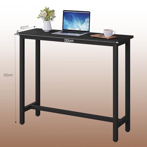 Woltu Bistro Bartafel met Metalen Frame Zwart 120 x 40 x 100 cm