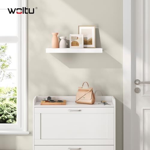 Woltu Zwevende Wandplank - Houten Plank - Wit - 50 cm