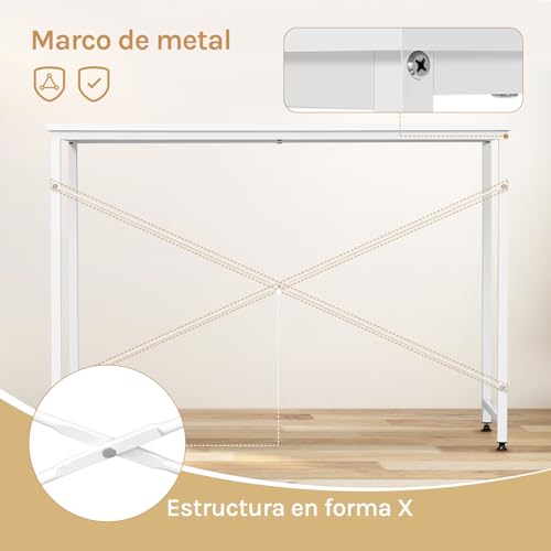 Woltu Bureau met Metaal Frame - Wit - 100 x 50 x 75 cm