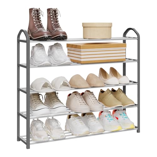 Woltu Schoenenrek met 5 Planken voor 20 Paar Schoenen - Stalen Frame Grijs - 79 x 19,5 x 79 cm