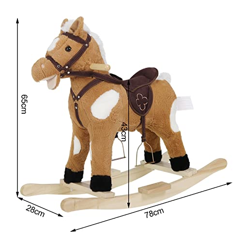 Woltu Hobbeldier voor Baby's met Geluid en Handgrepen - Pluche en PP Katoen - 74 x 65 x 34 cm