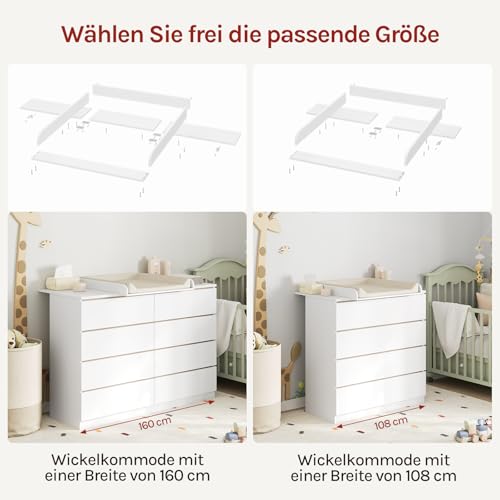 Woltu Verschoningsmat voor Commode Wit 80 x 80 cm met Beschermrand